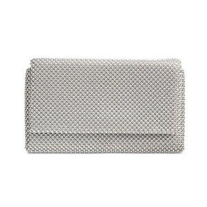 INC Prudence beaded mesh women's clutch purse pouch - SILVER (Used)